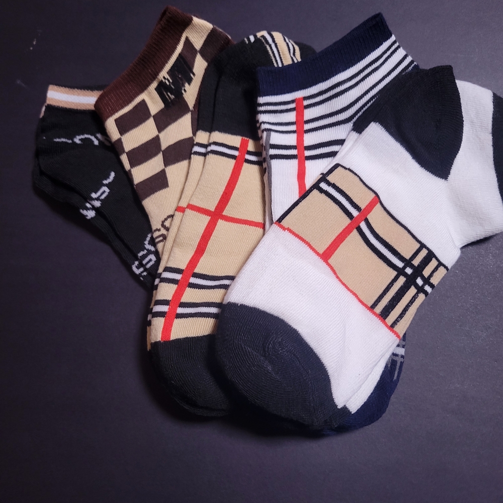 Casual Socks Set - Black, White, Brown Bundle of 5 Pair